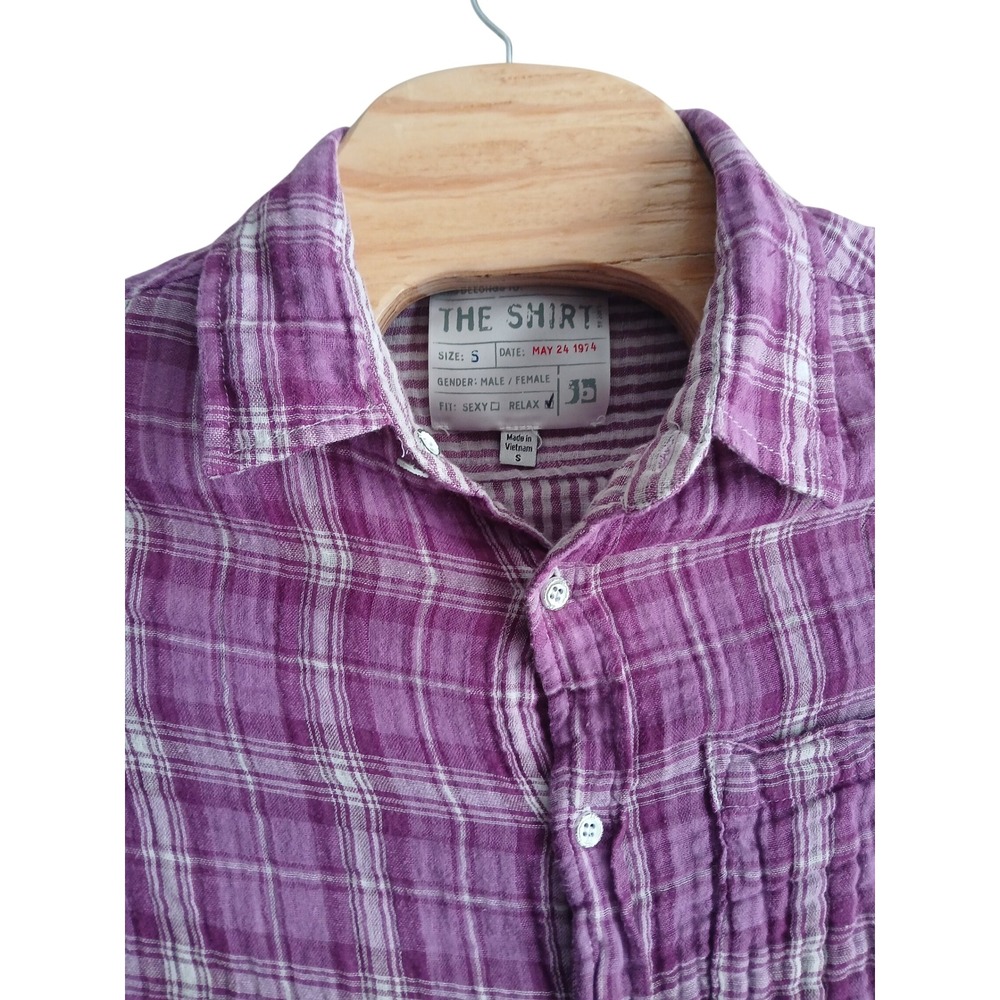 Joe's Jeans "The Shirt" Purple Relax Fit Unisex Reversible Striped Shirt Small